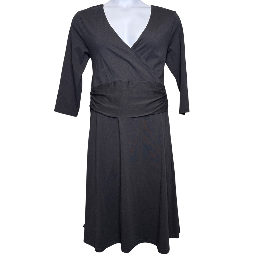 sito Womens Biodynamic Organic Cotton‎ Black Stretchy Midi Dress Size XL Soft